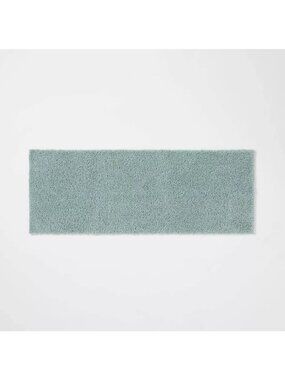 Threshold Plush Light Aqua Medium Pile 22" x 60" Non Skid Bath Rug Runner NWOT